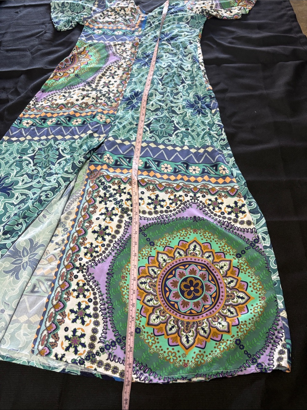 Bohemian Teal & Multi Maxi Dress with V-Neck - Picture 11 of 13